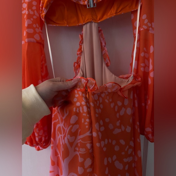 PatBo Coral Print Beach Dress Orange Pink sz S - Picture 13 of 16